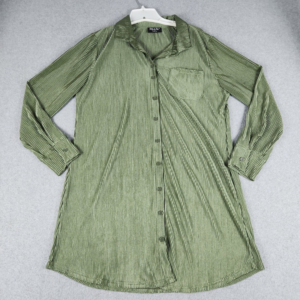 Jolie & Joy by FCT With Love Shirt Dress Womens XL Green Collared Long Sleeve